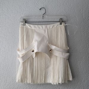 White Fringe Mini Skirt